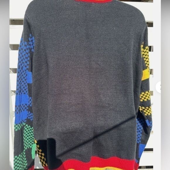 Holiday Time T-Rex Dinosaur Checkered Sequin Present Christmas Sweater S - Picture 3 of 10